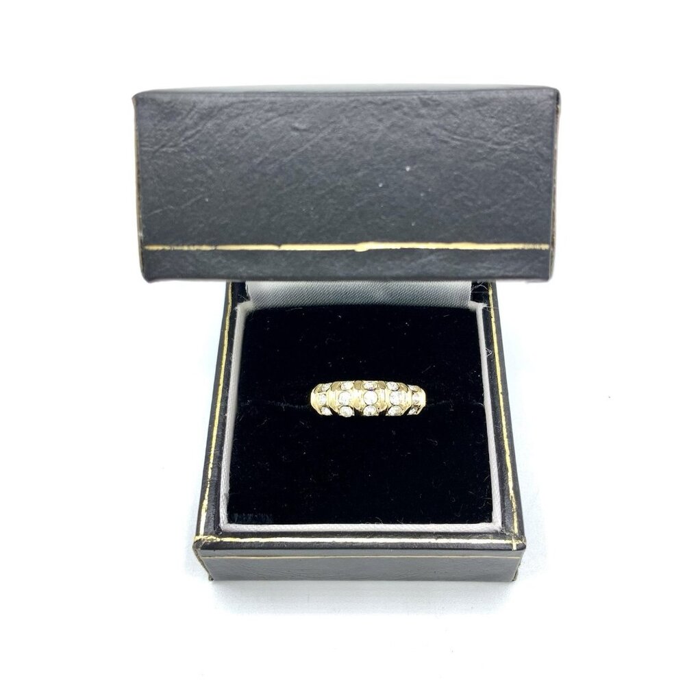 Brand New Women’s 14K Gold Plated Band Finger Ring Size 8 In Box Cubic Zirconia